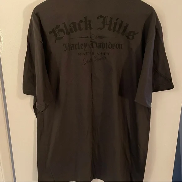 NWT Black Harley Davidson Graphic T-Shirt Sturgis flame skull 2XL - Picture 2 of 3